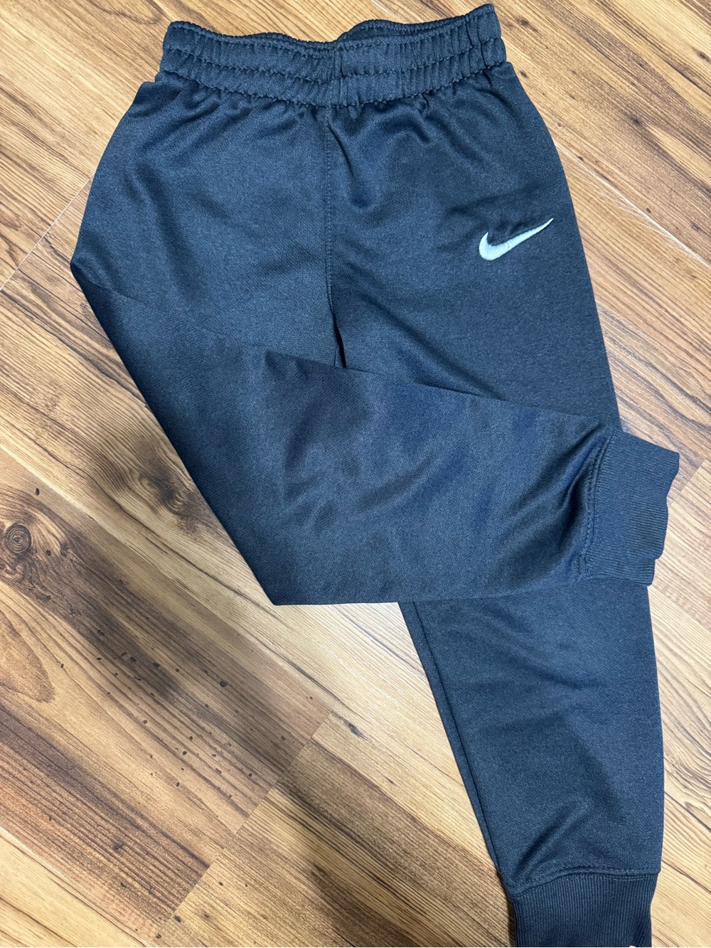 Nike Black Kids Athletic Joggers with White Swoosh